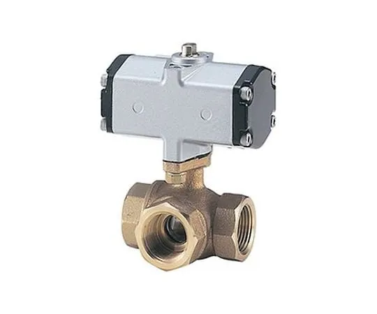 65-1885-39　Small Pneumatic < C Type/Double Operation > Bronze Horizontal Three-Way Ball Valve (C-TNE) Nominal Diameter 15 mm　C-TNE15A