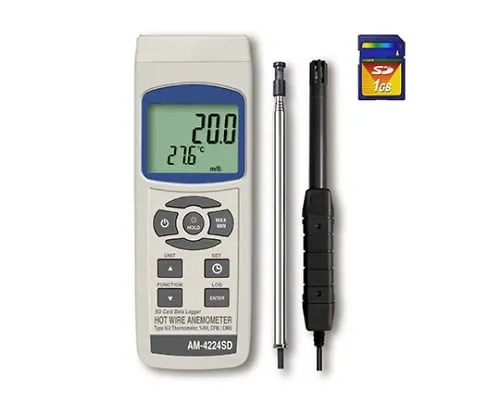 61-8513-66　SD Data Logger Digital Hot Wire Type Wind Velocity, Wind Flow Meter　AM-4224SD