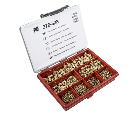 63-4599-09　RS PRO 290 Piece Nickel Plated Brass Insert Kit, M3, M3.5, M4, M5, M6　278-528