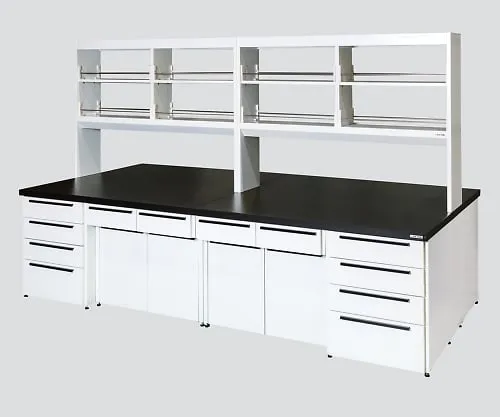 3-4271-01　Unit Central Laboratory Bench Steel Type, Riser Type, with Reagent Shelf 1800 x 1500 x 800/1915　SSAJ-1815