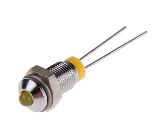 63-4586-42　RS PRO Yellow Indicator, 2 V dc, 6mm Mounting Hole Size, Lead Pins Termination　208-605