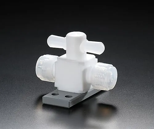 61-3537-32　Fluorocarbon Resin Two-Way Valve Injection Type with Base 6φ　NR1327-01