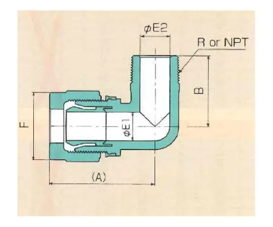 62-7092-13　［Discontinued］USL/XSP Fitting Mailed Elbow (Millimeters) φ4 x PT 1/4 00N-100-01　00N-100-01
