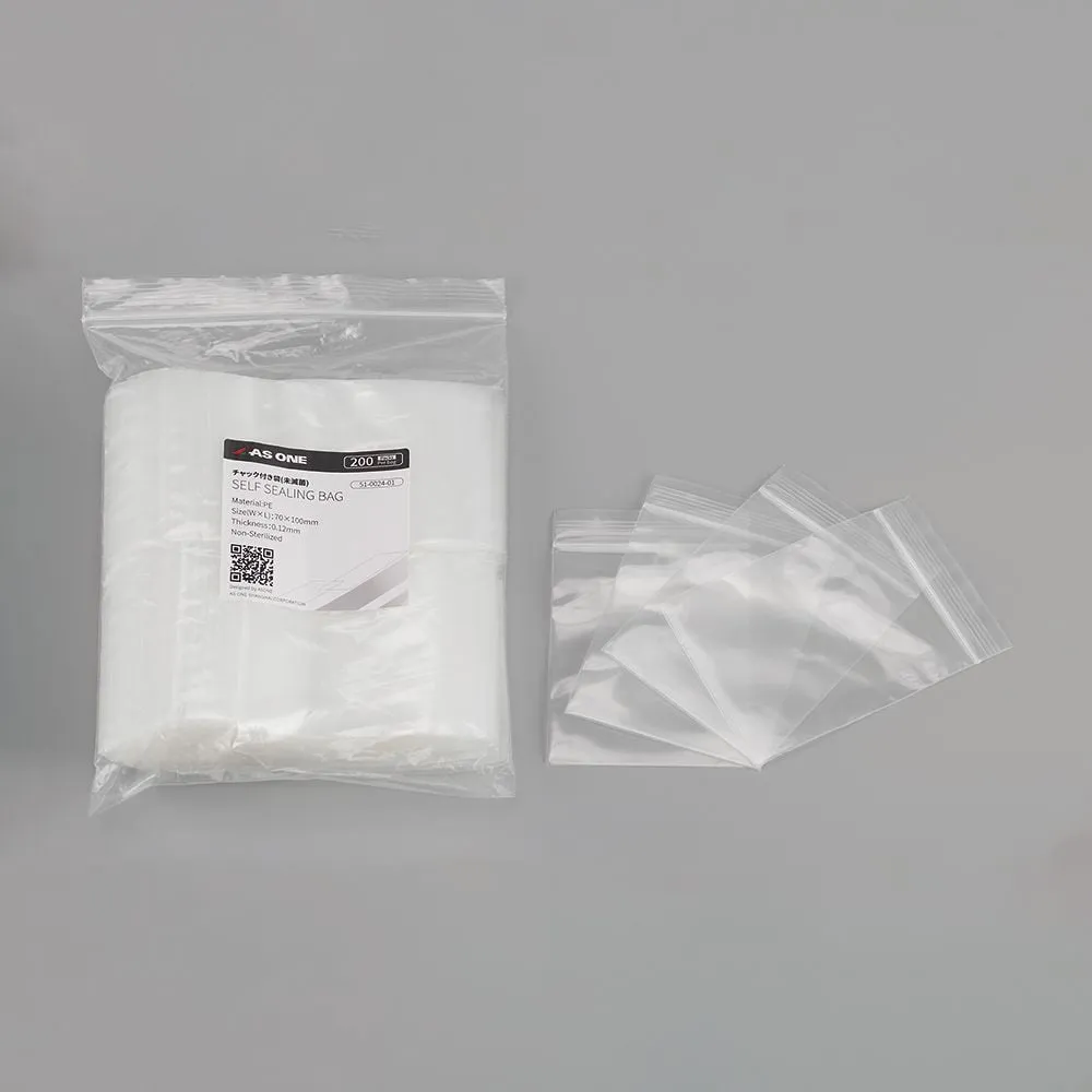 51-0024-06　Bag with Zipper (Electron Beam Sterilization) 70 x 100 mm 1 Bag (200 Sheets)　AS-PACK-S01