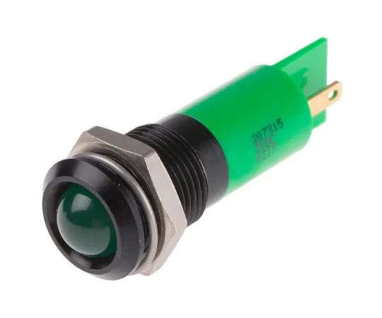 63-4586-01　RS PRO Green Indicator, 2 V dc, 14mm Mounting Hole Size, Solder Tab Termination　207-315