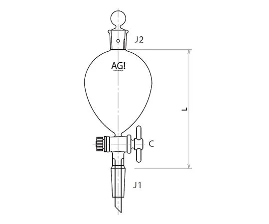 61-0186-40　Sphere Separatory Funnel with Sliding PTFE Cock 100mL　3718-100-3L