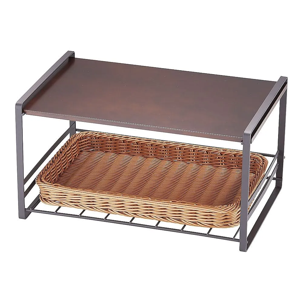 64-9291-09　Washable Microwave Rack Brown with Basket　DLT1902