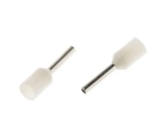 63-4627-92　RS PRO Insulated Crimp Bootlace Ferrule, 8mm Pin Length, 1.5mm Pin Diameter, 0.75mm² Wire Size, White　458-752