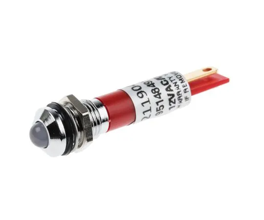 63-4587-52　RS PRO Red Indicator, 12 V, 8mm Mounting Hole Size, Solder Tab Termination, IP67　211-904