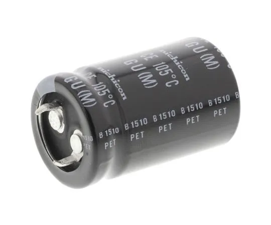 63-4845-37　Nichicon 470μF 200V dc Aluminium Electrolytic Capacitor, Through Hole 22 (Dia.) x 35mm +105°C 22mm 10mm　LGU2D471MELZ