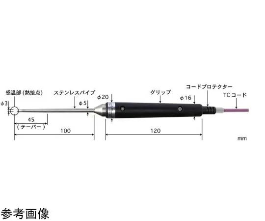 65-3530-27　Pricking Type Temperature Sensor BT Series -200~500°C Response Speed (sec): 3 K Type　BT-92K-TC1-ASP