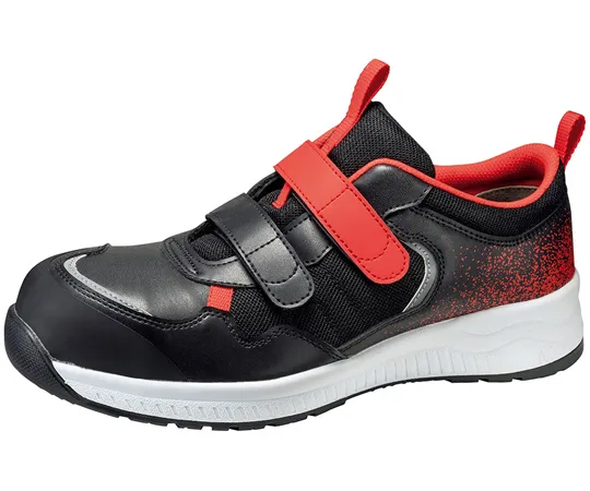 67-6620-80　JSAA Class A Certified Active Safety Work Sneakers AS-05 Slim Design (Width EE) Black/Red 21.0 cm　AS-05BKRD-21.0