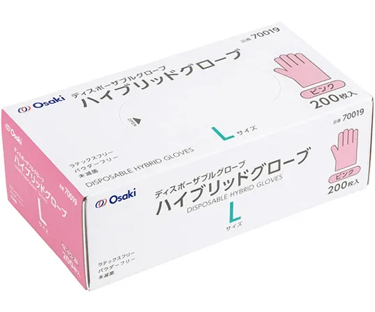 65-6793-68　Osaki Hybrid Gloves Pink L 200 Pieces　70019