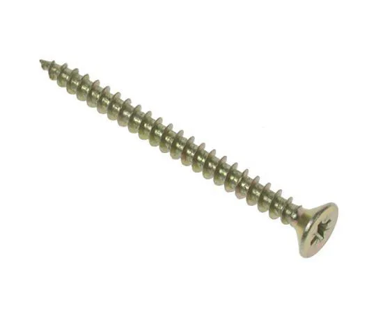 63-4690-65　Pozidriv Countersunk Steel Wood Screw Yellow Passivated, Zinc Plated, 5mm Thread, 90mm Length　144-3488