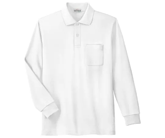 65-1284-04　Work Clothes, Long Sleeve Polo Shirt White SS PS200N-UE-SS　PS200N-UE-SS