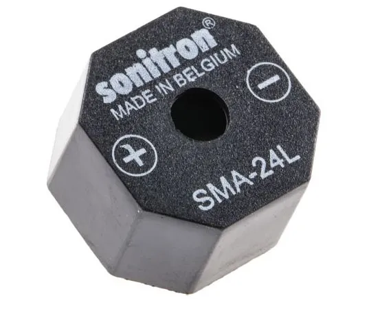63-4716-70　Sonitron 1.5 → 15 V dc 98dB Through Hole Continuous Internal Piezo Buzzer, 2550 → 3450 Hz　SMA-24L-P175