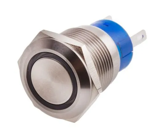 63-4660-82　RS PRO Single Pole Double Throw (SPDT) Momentary Blue LED Push Button Switch, IP67, 19.2 (Dia.)mm, Panel Mount, 250V ac　111-3783