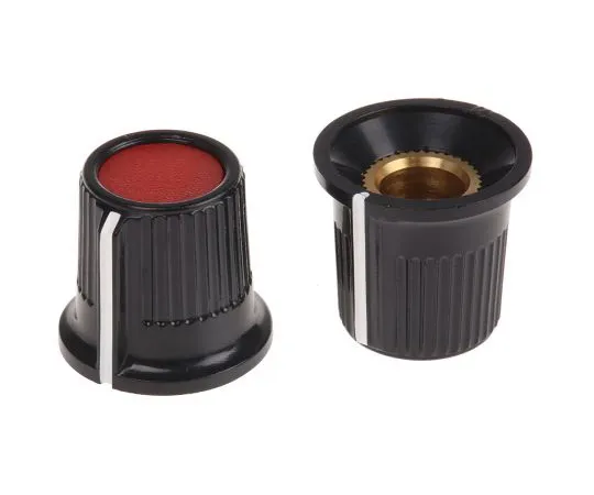 63-4748-13　RS Potentiometer Knob, Grub Screw Type, 16.2mm Knob Diameter, Black, Red, 6.35mm Shaft　259-6935