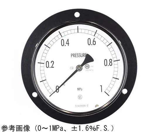 65-4282-21-20　Normal Pressure Gauge (Φ100) Embedded D Frame (Mounting Hole) with 0.1 MPa Inspection Certificate　AE15-241