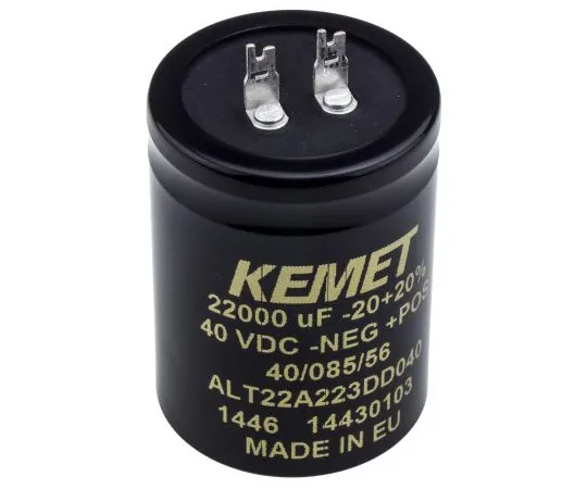 63-4767-11　KEMET 22000μF 40V dc Aluminium Electrolytic Capacitor, Flush Mount 40 x 55mm +85°C 40mm 55mm　ALT22A223DD040