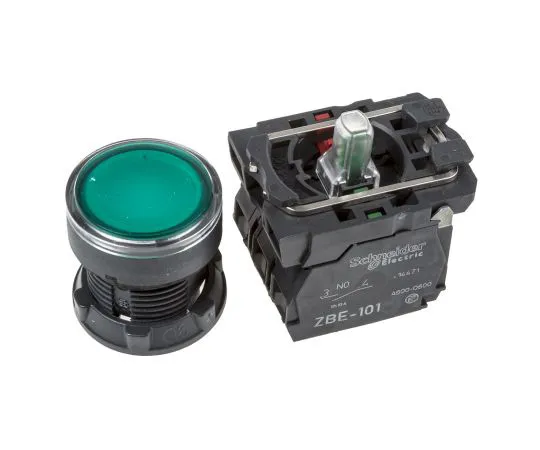 63-4889-65　Schneider Electric, Harmony XB5 Illuminated Green Round Push Button, NO/NC, 22mm Spring Return Screw　XB5AW33B5