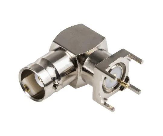 63-4874-54　RS Pro Right Angle 50Ω PCB Mount BNC Connector, jack, Nickel, Through Hole Termination　546-4049