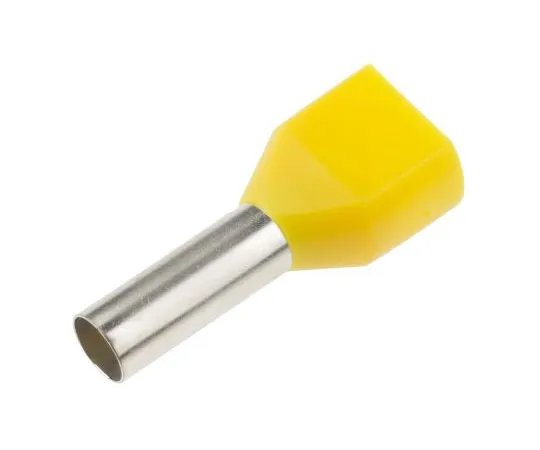 63-4759-77　RS PRO Insulated Crimp Bootlace Ferrule, 14mm Pin Length, 4.9mm Pin Diameter, 2 x 6mm² Wire Size, Yellow　311-8003