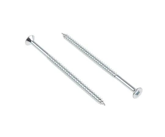 63-4690-79　Pozidriv Countersunk Steel Wood Screw Bright Zinc Plated, No. 10 Thread, 3.1/2in Length　144-3503