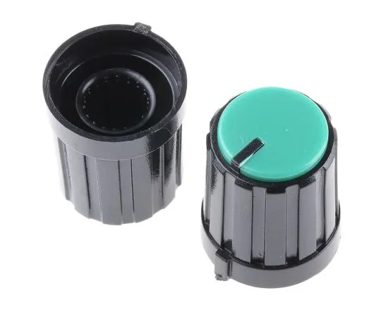 63-4805-53　RS Pro Potentiometer Knob, Push-On Type, 13.3mm Knob Diameter, Black, Splined Shaft Type, 6mm Shaft　467-5945