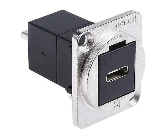 63-4689-75　Female to Male USB C Connector, Horizontal Panel Mount　143-8924