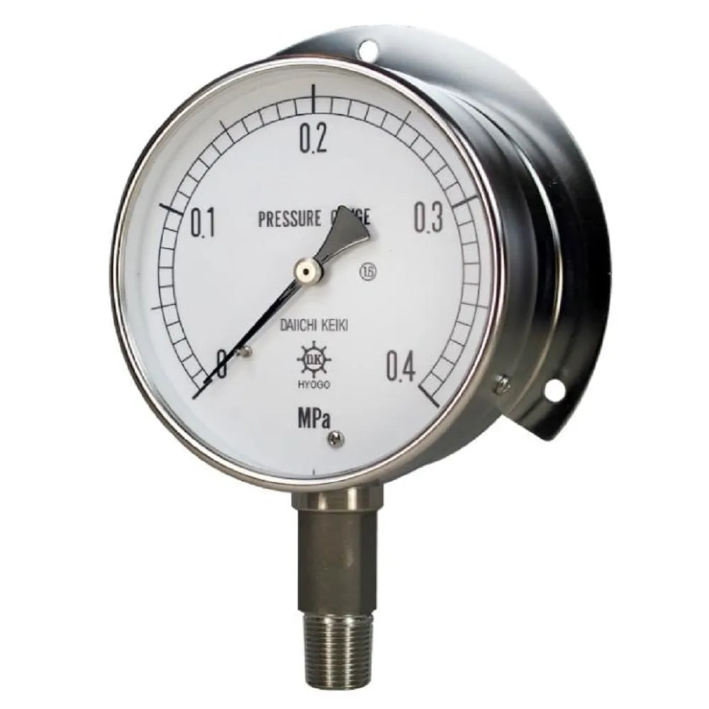 68-0836-15　UST All Stainless Steel Pressure Gauge 0.05MPA 100 φG 1/2　UST-BUG12-100X0.05MPA