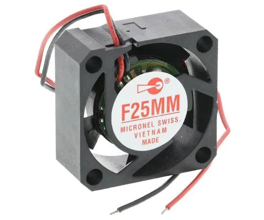 63-4777-66　Micronel F25 Series Axial Fan, 25 x 25 x 10mm, 3.84m³/h, 720mW, 12 V dc　F25MM-012XK-9