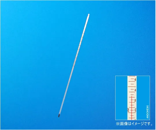 64-0707-94　［Discontinued］Leg Length Precision Rod Thermometer (Red Liquid) 0 ~ 100 °C (0.5) Total Length 450 mm　1-60-1