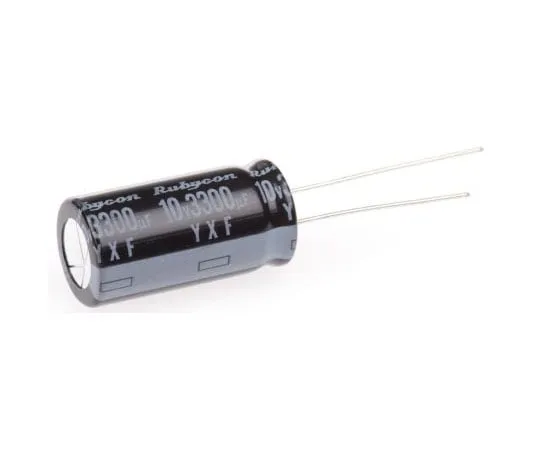63-4721-86　Rubycon 3300μF 10V dc Aluminium Electrolytic Capacitor, Through Hole 12.5 (Dia.) x 25mm +105°C 12.5mm 5mm　10YXF3300M12.5X25