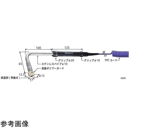 65-3529-06　Temperature Sensor for High Performance Still Surface Contact Support Type SX Series -50~300°C 15φmm Type E 100 mm 90°　SX-163E-01-1-TPC1-ASP