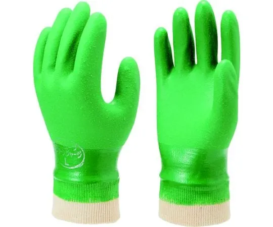 67-6859-44　PVC Gloves No602 Green Jersey 2 Pairs Pack L Size　NO602-L