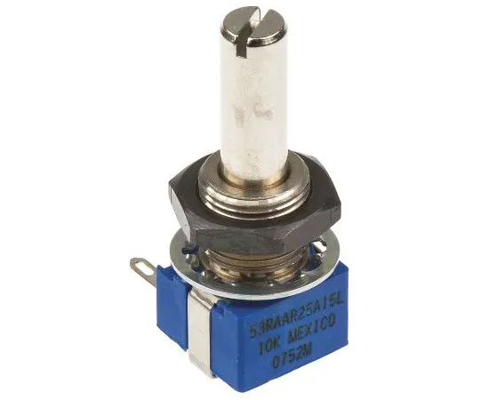 63-4852-93　Bourns 1 Gang Rotary Cermet Potentiometer with a 6 mm Dia. Shaft, 10kΩ, ±10%, 1W, Linear 53RAA-R25-A15L　53RAA-R25-A15L