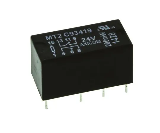 63-4893-79　TE ConnectivityMT2 DPDT Non-Latching Relay PCB Mount, 24V dc Coil, 2A　MT2-C93419