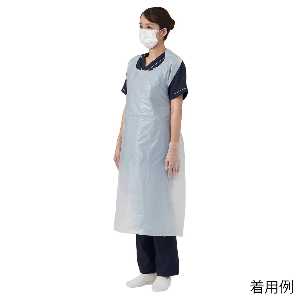 63-5577-14　Vinyl Apron P White 100 Pieces　076350