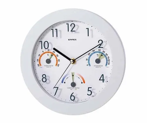 61-6866-40　Thermo-Hygrometer (With Clock) 250 x 35mm 560G Off-White　TQ-736