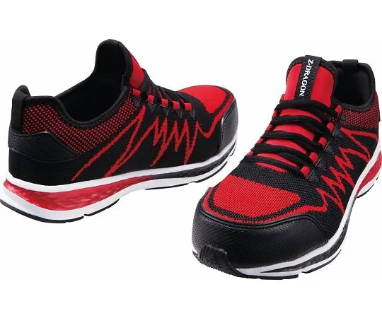 64-0989-27　Safety Shoes Lace-Up Type Black x Red 25.0 cm　S5181