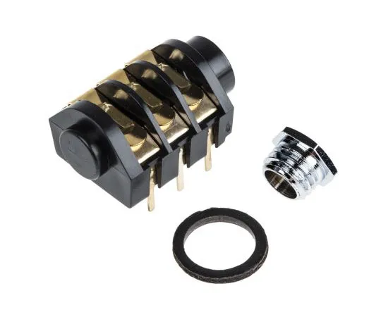 63-4689-76　RS PRO 6.35 mm Panel Mount Stereo Jack Jack Socket, 3 Pole, 5A　143-8935