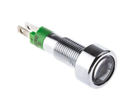 63-4774-97　Signal Construct Green Indicator, Tab Termination, 24 → 28 V, 8mm Mounting Hole Size　SMLD08214