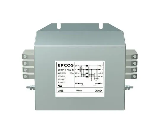 63-4732-08　EPCOS B84144A*R000 Series 36A 440 V ac 50 → 60Hz Flange Mount RFI Filter, with Tab Terminals 3 Phase　B84144A0036R000