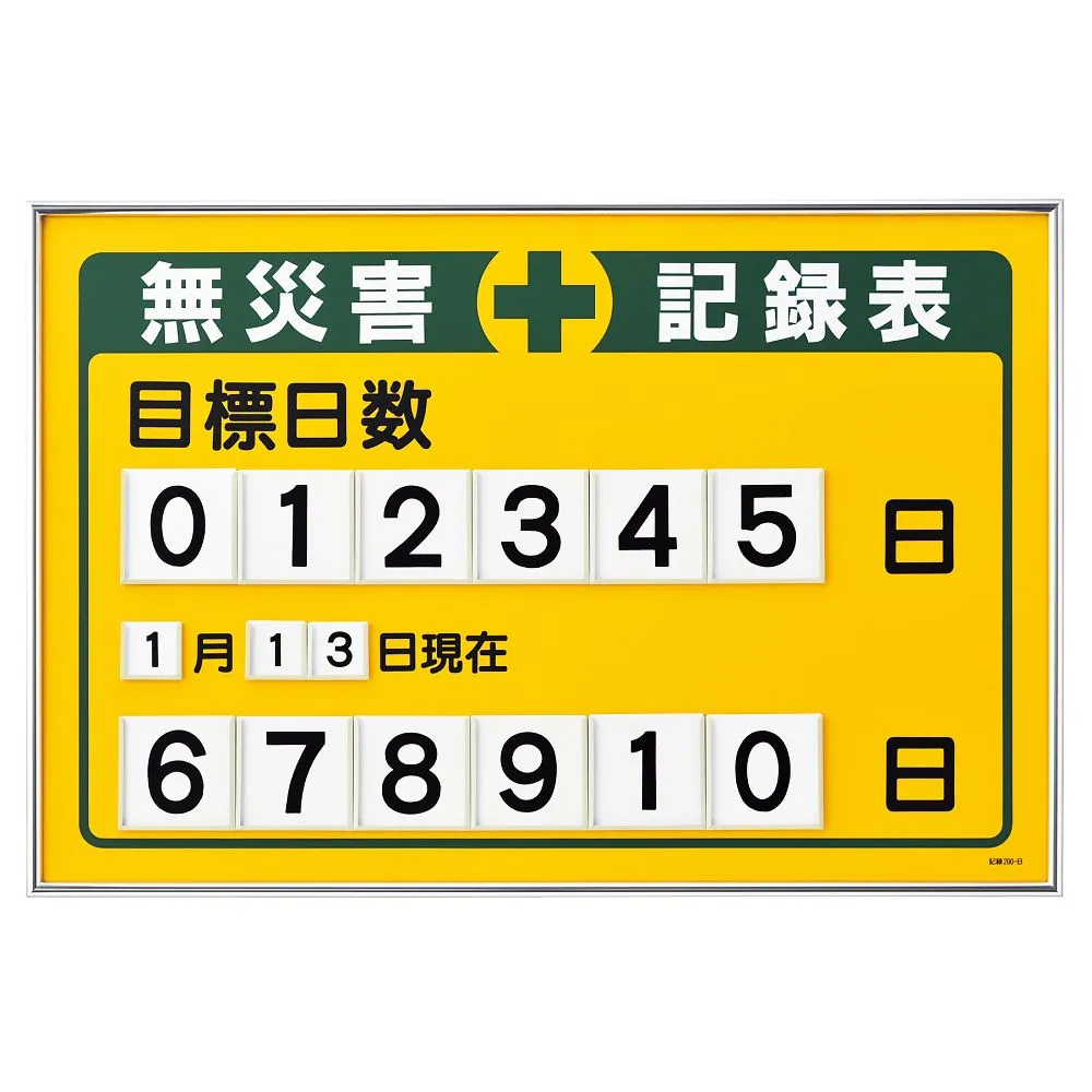 61-3393-90　［Discontinued］Number Insertion Type Recording Plate Counter For Recording Days With No Accidents Target Number Of Days Recording-200B　229201