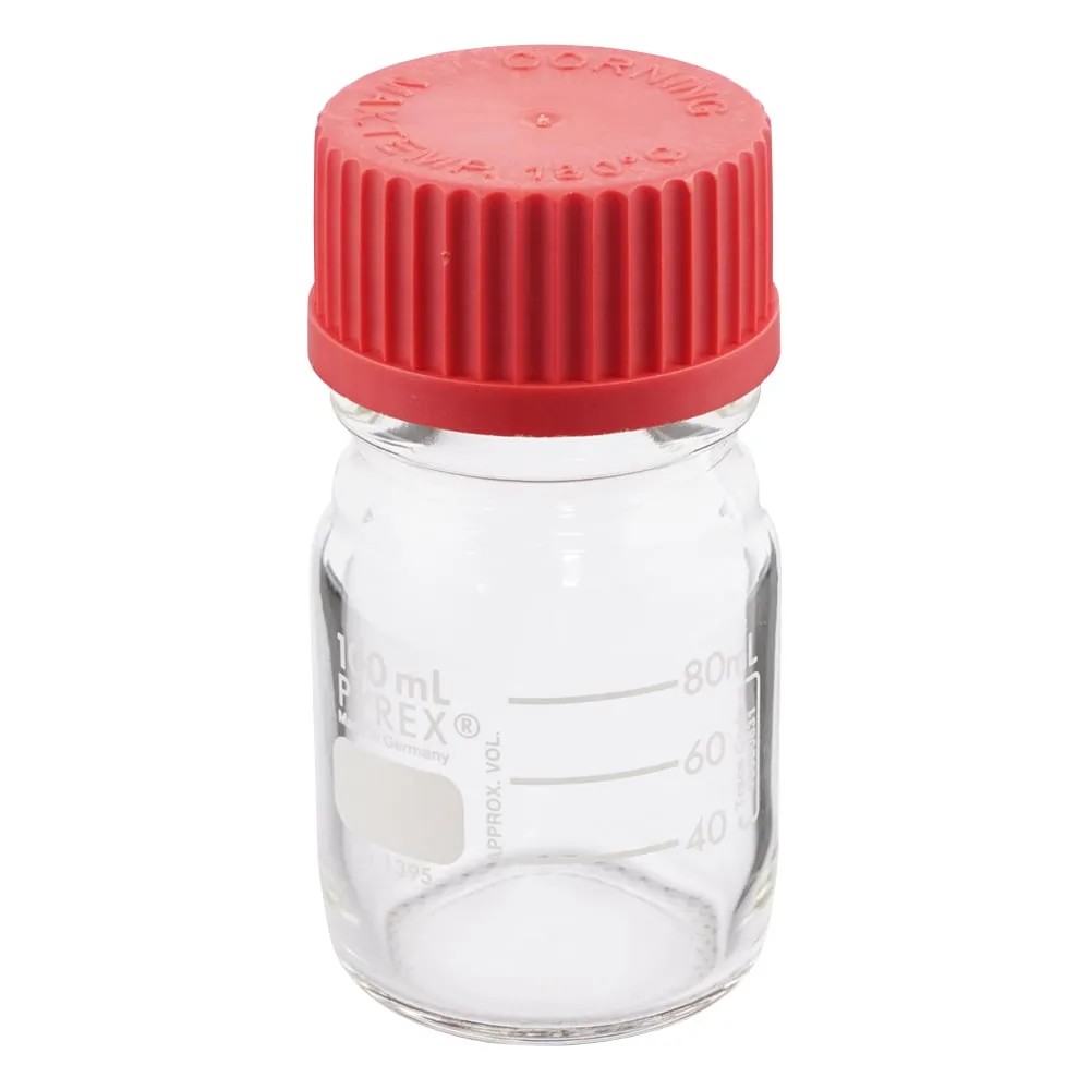 3-3308-01　Medium Bottle PYREX(R) And Red Heat Resistance Cap 100mL　1395-100HTC