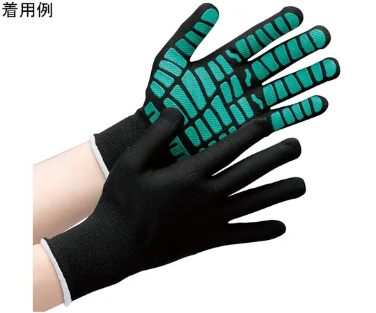 67-6631-67　Work Gloves High Grip Natural Rubber Liner Black x Green S Size　MHG134-BXG-S