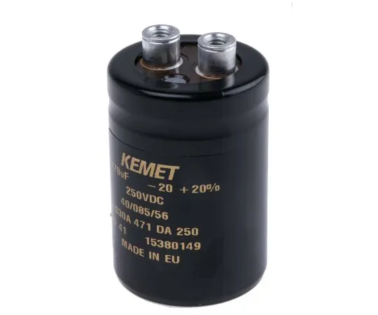 63-4778-18　KEMET 470μF 250V dc Aluminium Electrolytic Capacitor, Chassis Mount 36 x 52mm +85°C 36mm 52mm　ALS30A471DA250