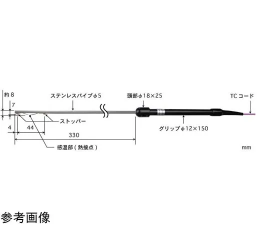 65-3529-18　Pipe Inner Surface Type Temperature Sensor Model 344 -50~400°C E Type Straight　344E-TC1-ASP