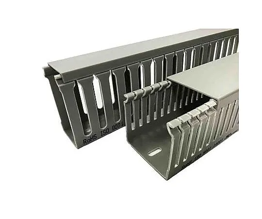 63-4757-39　RS Slotted Panel Trunking Grey, Open Slot, W25 mm x D25mm, L2m PVC　301-1924